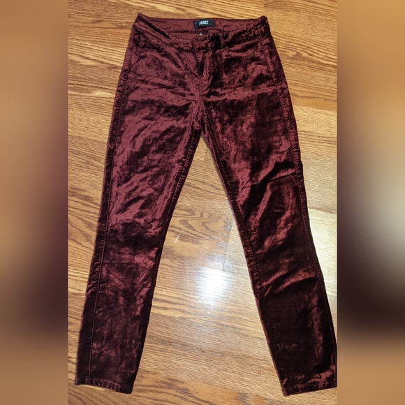 PAIGE Burgundy Wine Velvet Verdugo Ankle Pants - Picture 9 of 10